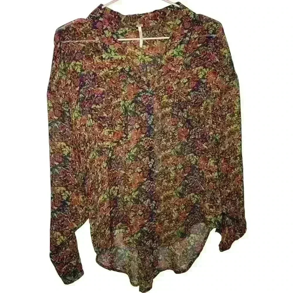 FREE PEOPLE Floral Sheer Blouse